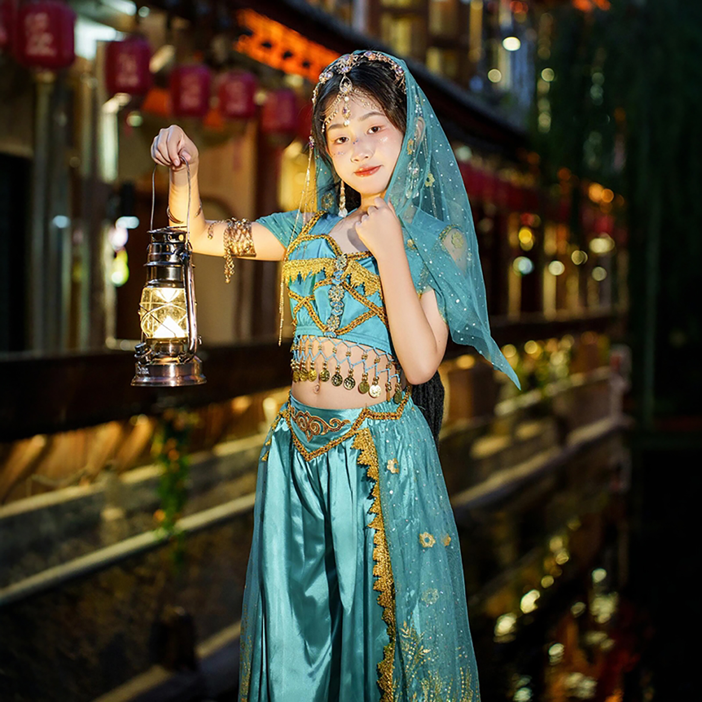 茉莉公主印度舞演出服万圣节儿童服装敦煌舞天竺少女异域表演衣服