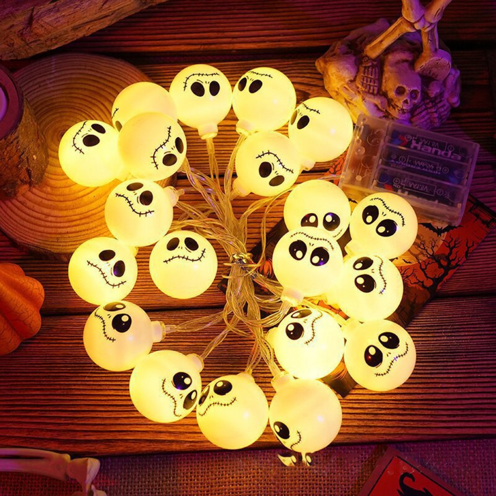 万圣节装饰氛围灯led幽灵鬼脸灯串布置装扮道具场景氛围户外发光
