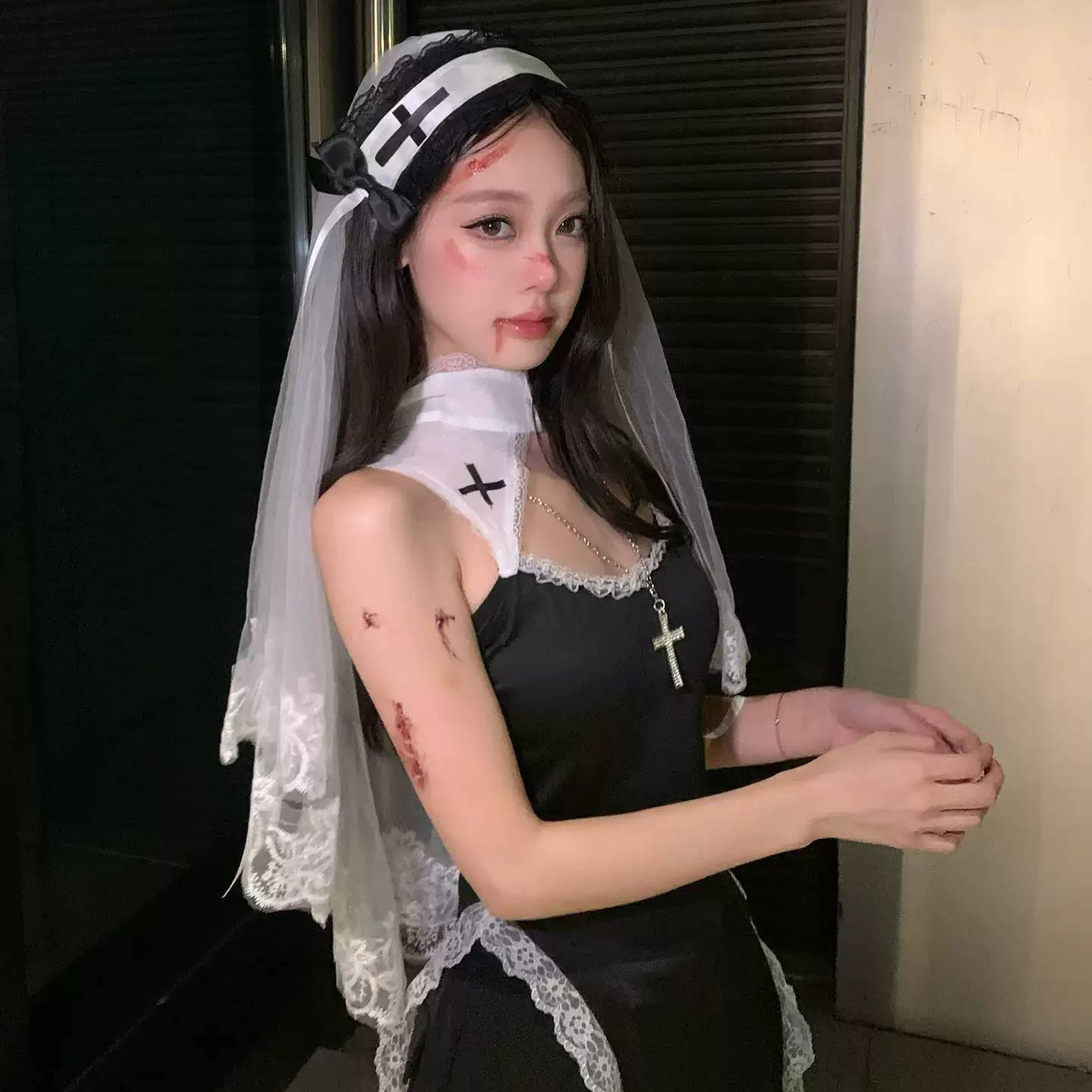 万圣节头饰鬼新娘cos白色头纱蕾丝发饰2026新款lolita哥特风装扮