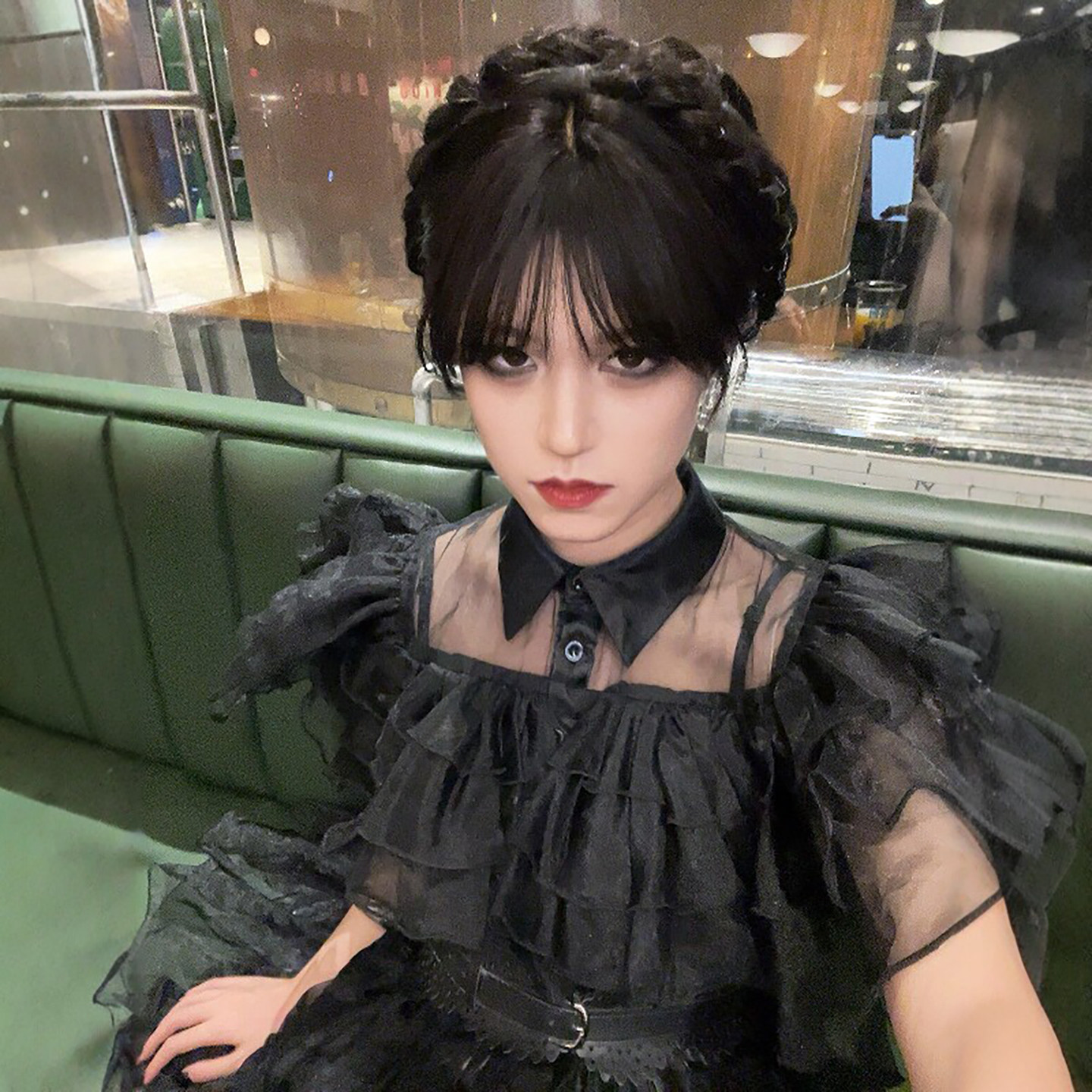 星期三亚当斯cosplay服断手服装同款衣服假发万圣节黑色连衣裙子