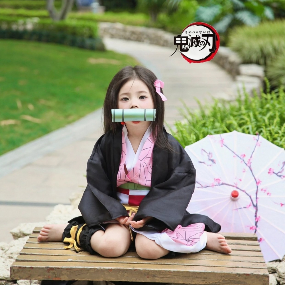 万圣节鬼灭之刃cos儿童服装灶门祢豆子动漫服饰装扮二次元女孩子
