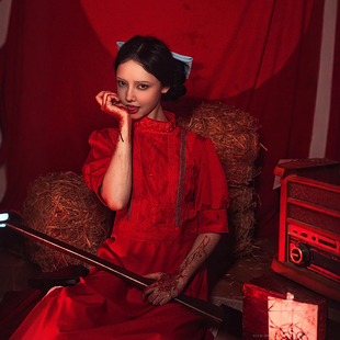 珀尔红裙子欲珠cosplay服红色连衣裙万圣节服装衣服装扮服饰成人