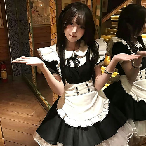 黑白女仆装女装cos服女仆裙lolita裙万圣节服装可爱洛丽塔连衣裙