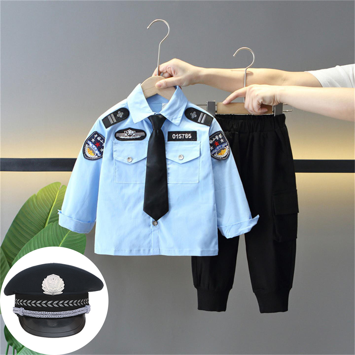 儿童警官衣服六一演出服套装男童小警察cos服装交警制服角色扮演