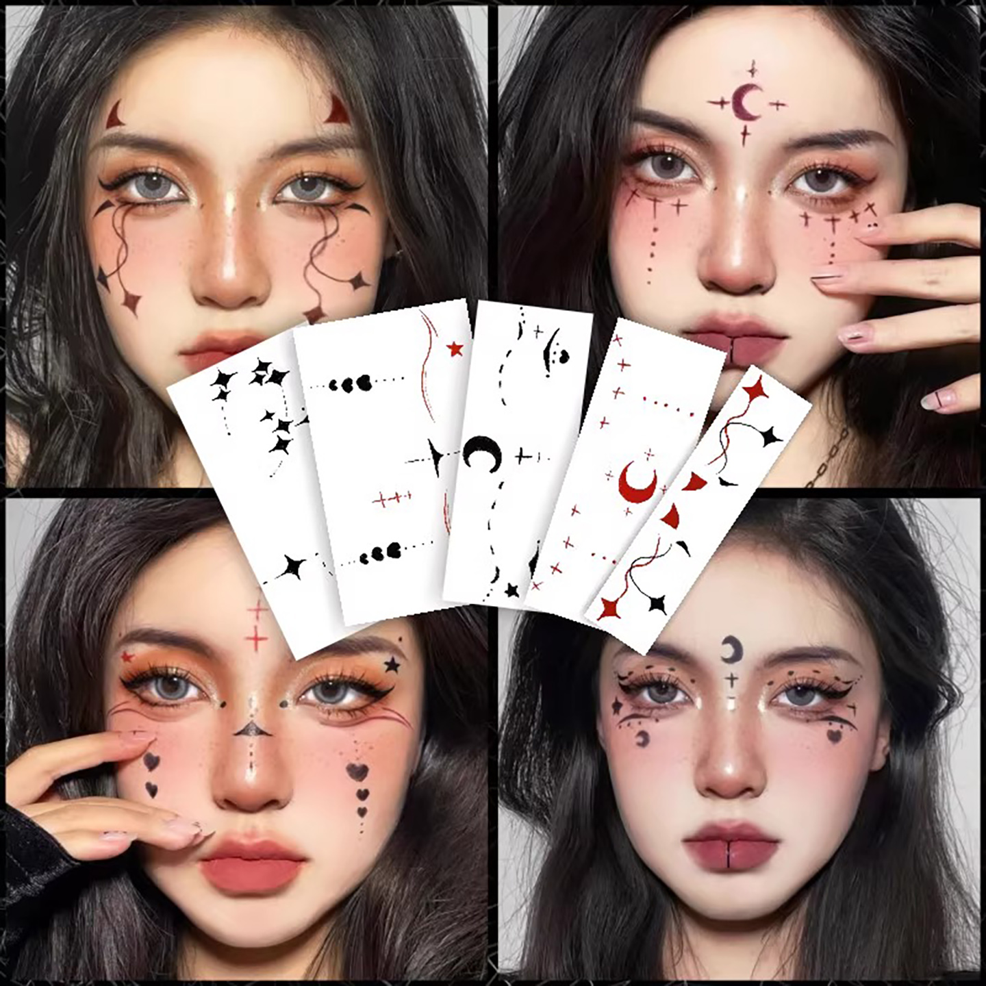 万圣节脸贴暗黑女巫精灵妆容贴纸