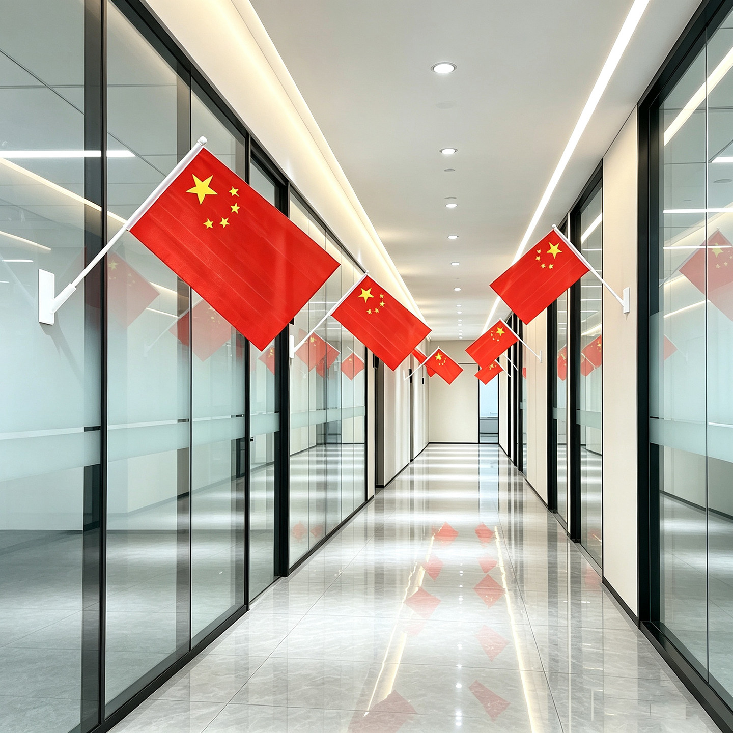 国旗五星红旗国庆节氛围布置小国旗小红旗党旗串旗户外旗帜标准尺寸旗子店铺装饰家用中国挂墙带杆防水防晒