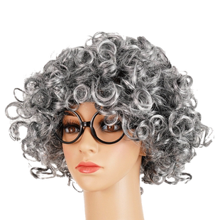 儿童老奶奶老爷爷演出老人装扮假发话剧扮演老太太头套小孩幼儿园