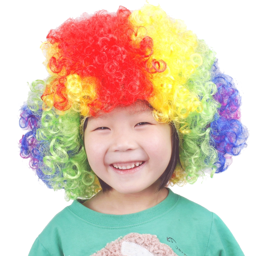 爆炸头假发小丑头发搞怪儿童彩色假头套发套幼儿园表演区材料道具