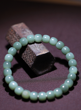 【姑苏润石堂】在售22克天然新疆和田玉籽料沙枣青老型珠手串