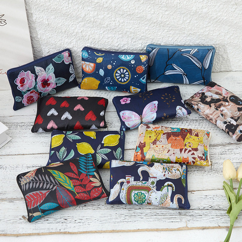 新款拉链折叠购物袋大容量环保折叠袋创意便携印花手提袋可印LOGO