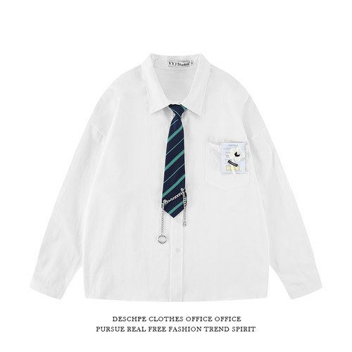 学院风日系jk宽松领带长袖衬衫