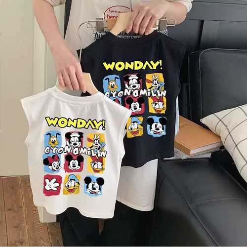 儿童米奇无袖T恤宝宝Mickey Mouse背心2025夏季男童女童卡通上衣