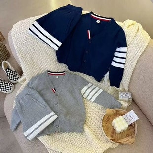 男童女童针织开衫套装2026春秋新款儿童宝宝潮牌tb外套毛衣两件套