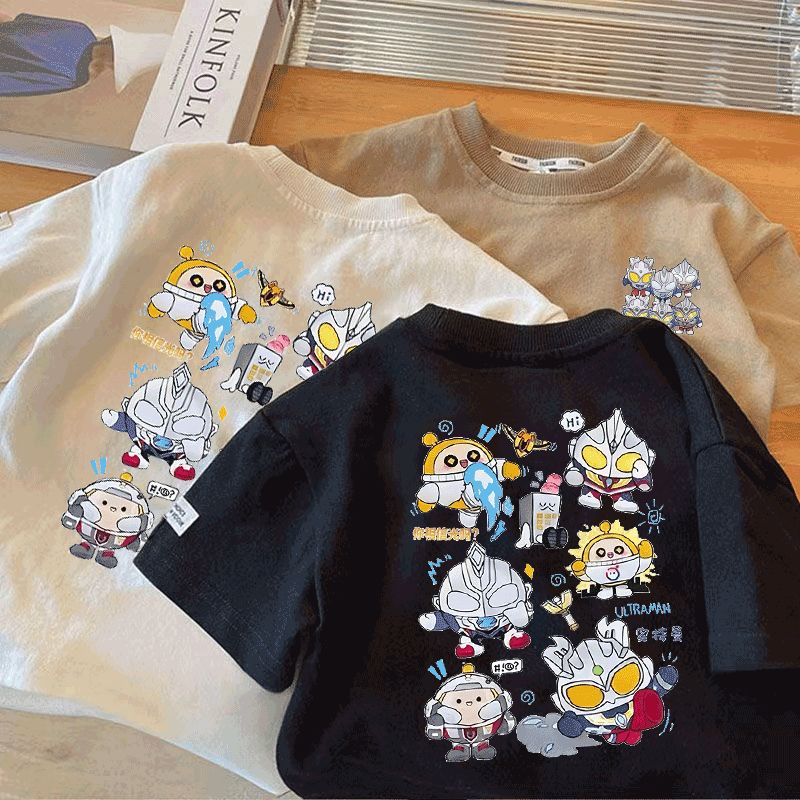 儿童奥特曼短袖宝宝咸蛋超人T恤夏季新款男童女童卡通半袖打底衫