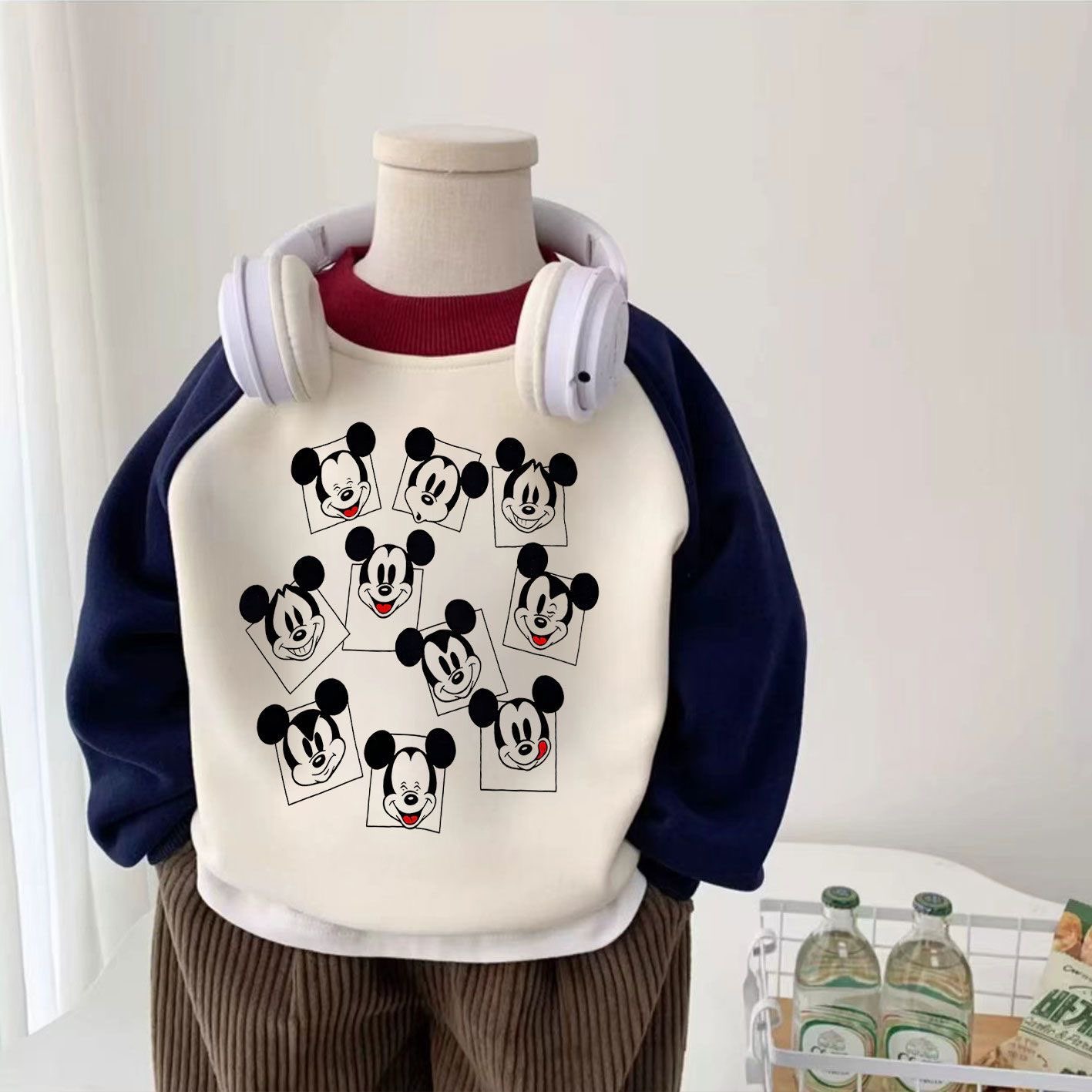 男童女童加绒卫衣秋冬2025新款宝宝米奇上衣儿童卡通加厚长袖保暖