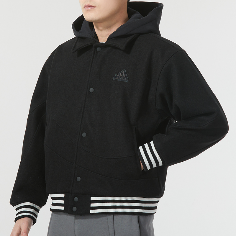 Adidas阿迪达斯新年款毛呢夹克男装上衣宽松运动休闲外套IT0209
