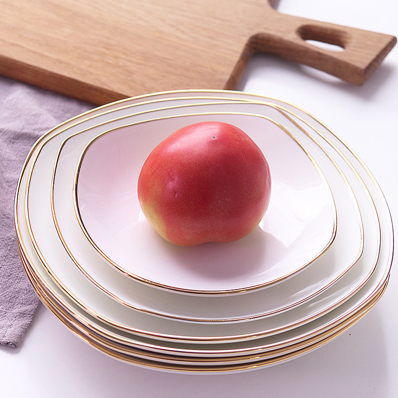 陶瓷金边餐盘家用装菜深盘子深口碟子四方盘子炒菜汤盘创意深盘,餐饮具,盘,淘宝优惠券,粉丝福利购,淘宝优惠卷