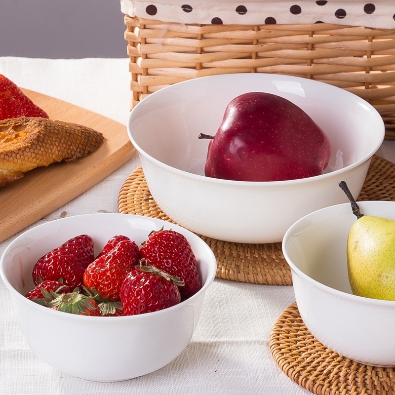 白色无铅家用米饭碗骨瓷吃饭小碗