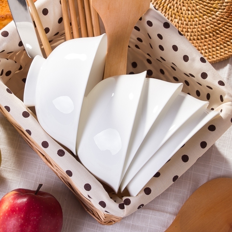 陶瓷纯白色家用米饭碗骨瓷中式碗