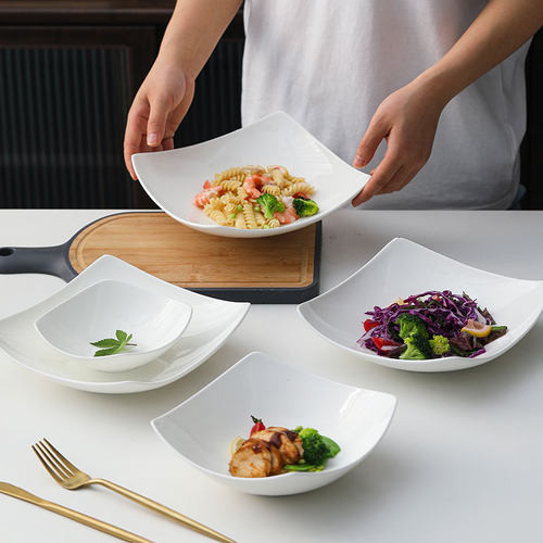 盘子陶瓷菜盘四角盘菜碟景德镇