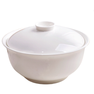 家用骨瓷带盖大汤碗景德镇纯白面碗菜碗陶瓷碗大号吃泡面炖汤碗