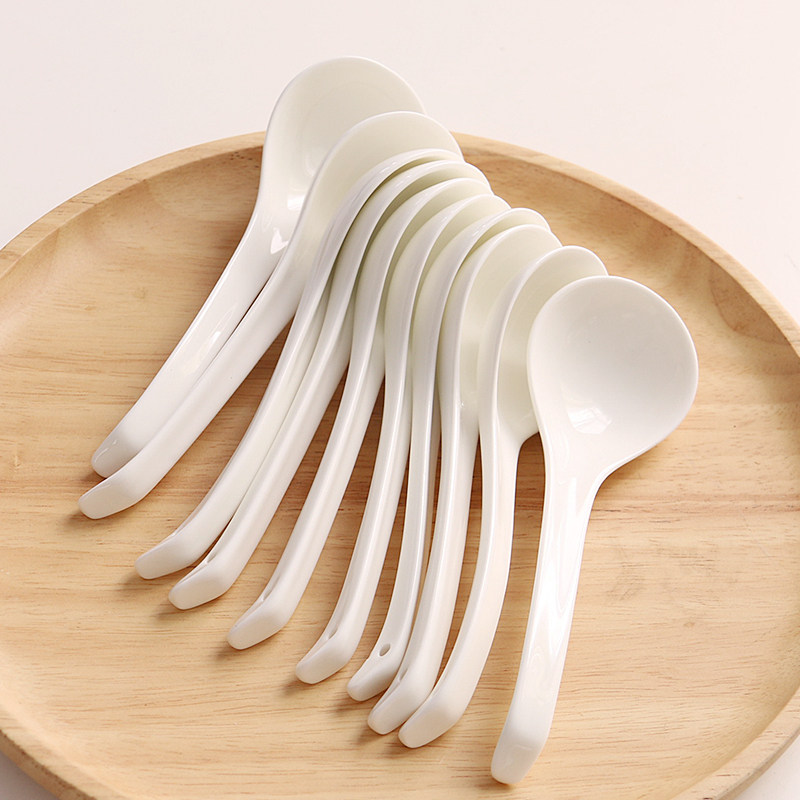 10 Spoon household Long handle ceramics Spoon Soup spoon Seasoning a soup spoon suit Pure white Bone children ladlein the Tableware , Tableware , Fork/Spoon/Chopsticks set  category - from Buy2taobao.com to provide professional Taobao agent buy service