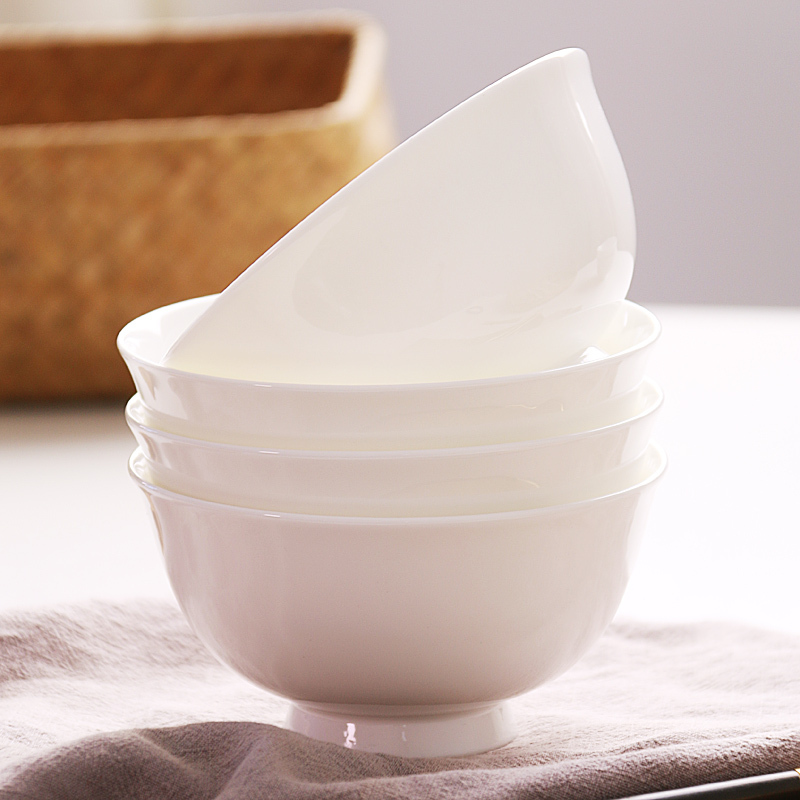 白色无铅吃饭碗骨瓷高脚米饭碗