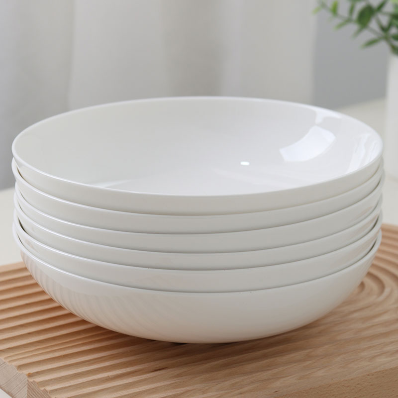家用菜盘骨瓷纯白盘圆盘陶瓷汤盘