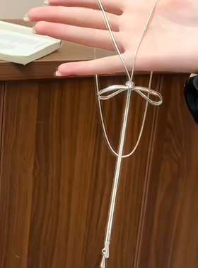 简约蝴蝶结抽拉式项链轻奢高级感独特夏季项链百搭冷淡风项饰饰品