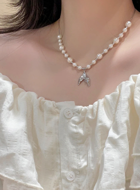 珍珠母贝项链余生有你法式鱼尾吊坠可调节高级感贵气小香风项链女