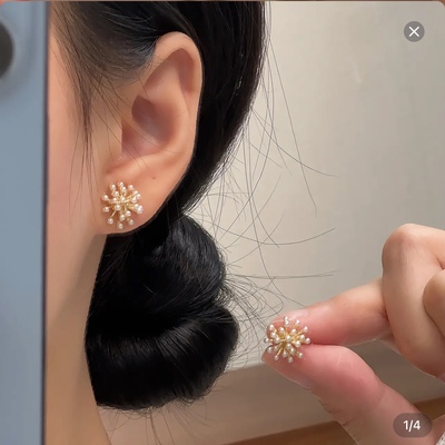 烟花高级耳饰925纯银气质珍珠女