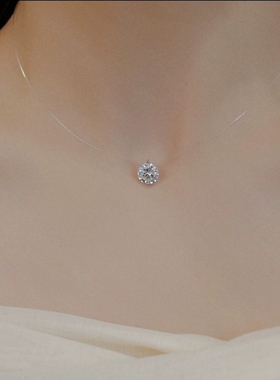 小众设计感锆石项链女简约气质隐形鱼线时尚锁骨链精致百搭颈链