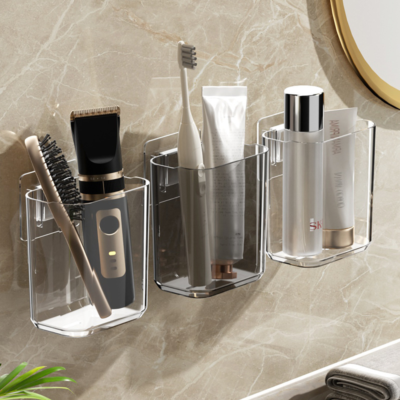 牙刷置物架免打孔卫生间洗漱台壁挂牙膏梳子沥水收纳筒情侣款双人