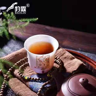 精品羊脂玉主人杯手绘描金厚德载物功夫小茶杯单个人专用杯品茗杯