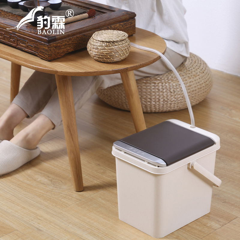 按压式弹盖垃圾桶 大号塑料茶渣桶 家用手提茶水桶排水桶带盖