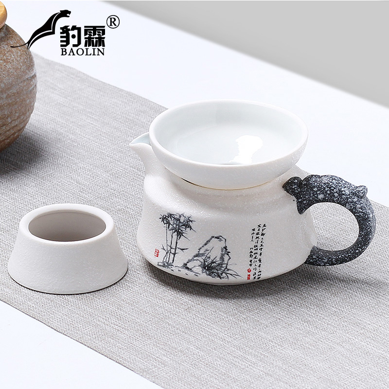雪花陶瓷茶具公道杯分茶杯一体