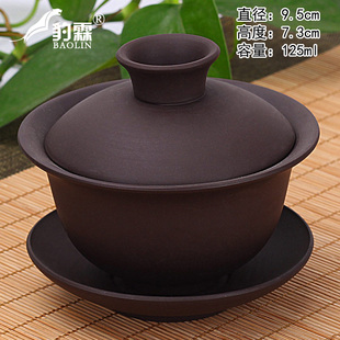 特大号纯手工 紫砂三才盖碗带盖泡茶杯单个茶碗景德镇功夫茶具套装