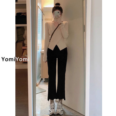 奶系穿搭修身针织衫上衣内搭大码