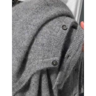 外套 胖MM内搭打底别致宽松外穿灰色开衫 圆领针织衫 毛衣女春秋大码