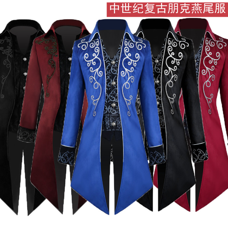燕尾服中世纪复古服装中长朋克绅