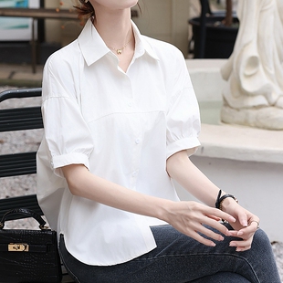 女装2025新款夏季衬衣女防晒衣小个子外搭宽松白衬衫女士休闲小衫