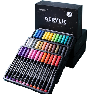 Senalier申内利尔 软头丙烯马克笔套装36色防水软头DIY画鞋相册丙烯颜料马克笔彩色涂鸦笔学生儿童套装