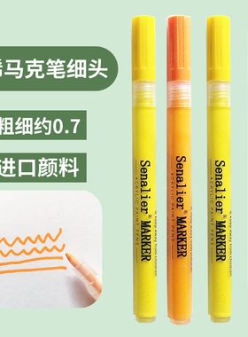 Senalier 申内利尔丙烯马克笔细头0.7mm防水画鞋衣服涂鸦笔不掉色勾线笔diy专用手绘黑卡相册笔绘画笔丙烯笔