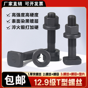 12.9级T型螺丝t型槽冲床压板铣床方头螺栓M16M20M22M24高强度螺杆