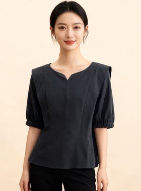 【航妈专享】姚领YAOLY设计感纯色套头衬衫833F20031