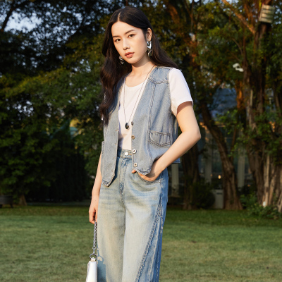 姚领YAOLY2025夏牛仔马甲890M23993