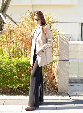 【航妈专享】姚领842K11771中长款风衣通勤长袖卡其色大衣