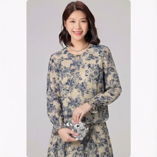 姚领YAOLY832H10943衬衫 上衣牡丹亭花色衬衣 航妈专属