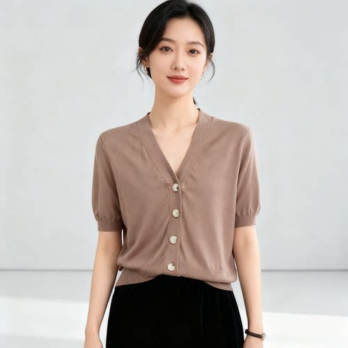 YAOLY姚领开襟针织常规款淑女风针织衫892M24093