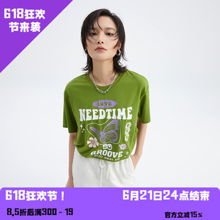 【航妈专享】832H20802姚领T恤夏季新款卡通印花宽松短袖